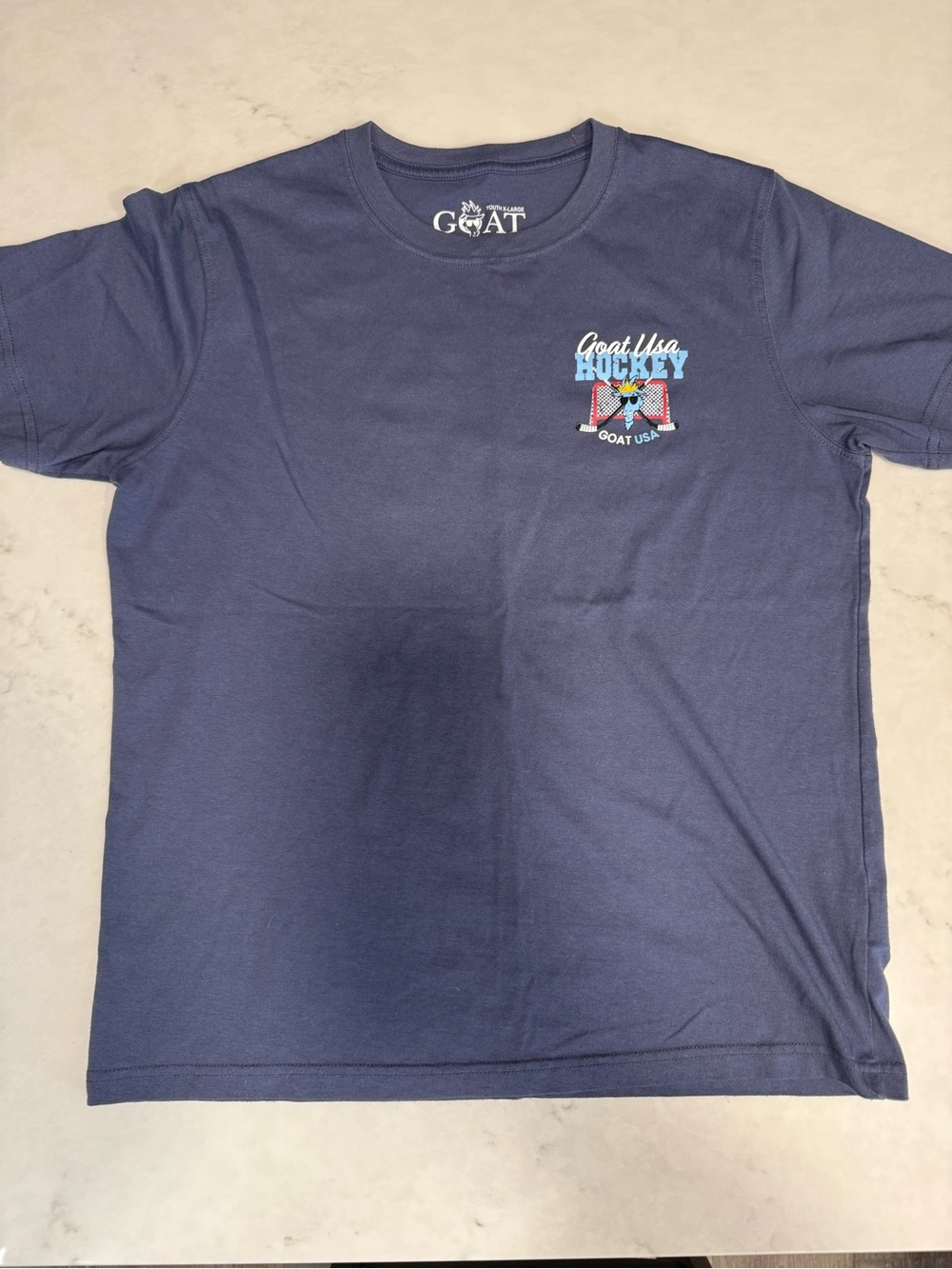 GOAT USA Kids Navy Short Sleeve Hockey Graphic Tee Size XL Sold Out